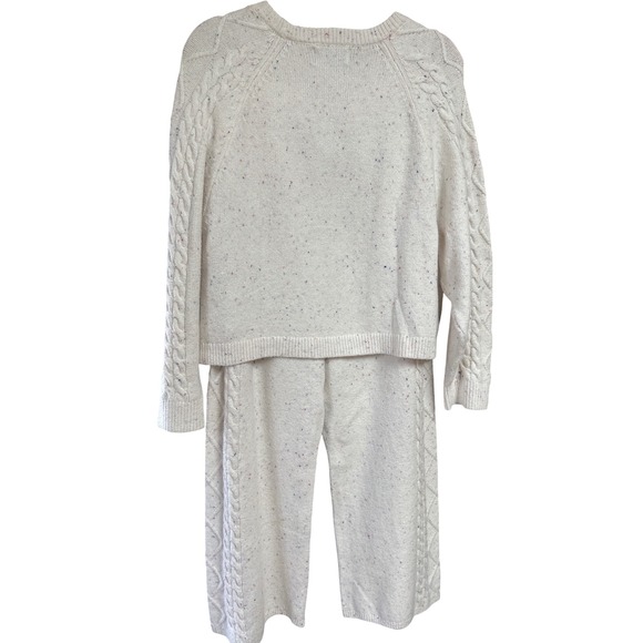 NWT Old Navy Speckled Cable Knit Sweater Pants Set Petite L Cream Multi - Picture 3 of 3
